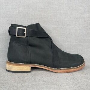 Free People Boots Womens 39 8.5 Las Palmas Bootie Shoe Black Nubuck Buckle Strap